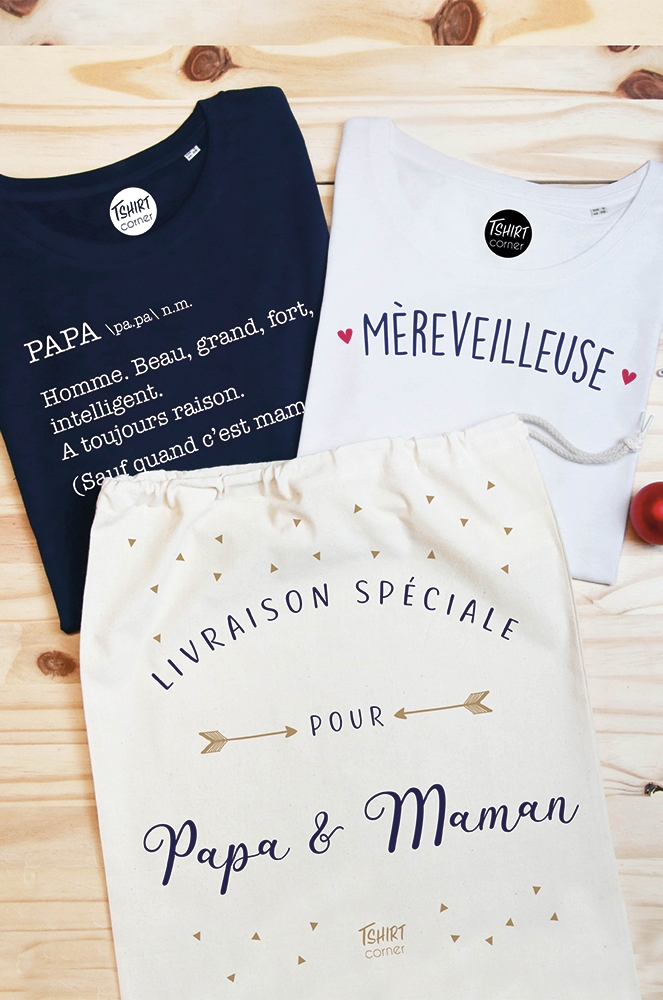 Le pack cadeau pour les parents - T-shirt mereveilleuse - papa définition