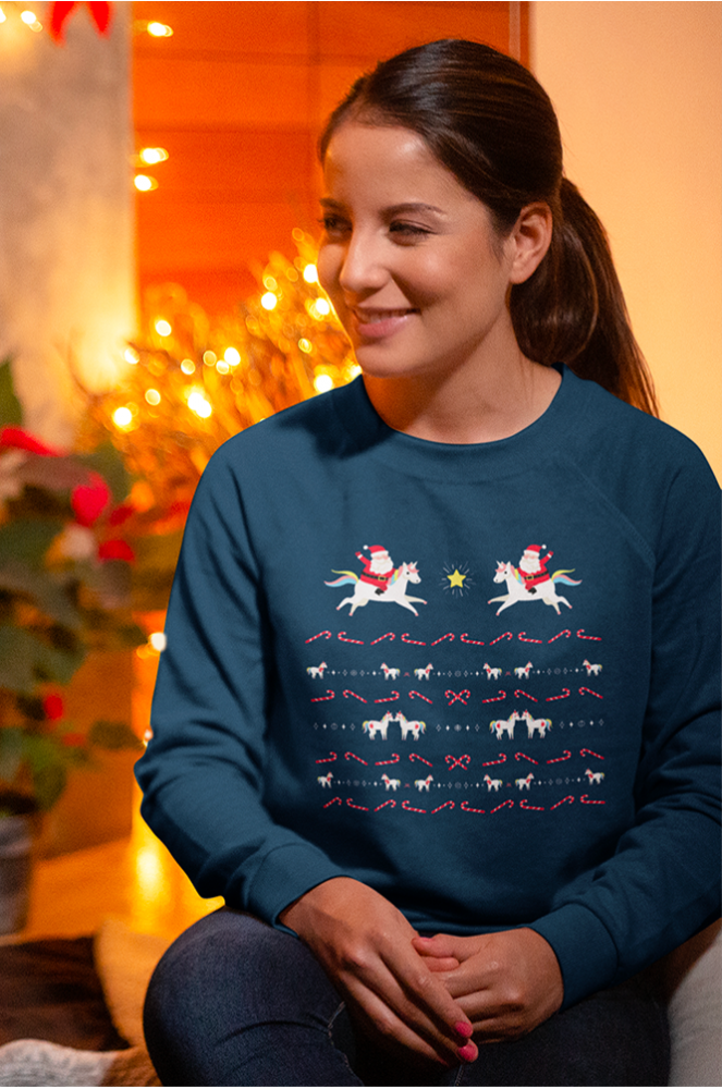 Pull De Noël Femme - Sweat-shirt Festif Imprimé Multicolore - Tissu Doux Chaud - Col Rond - Grande Taille Disponible