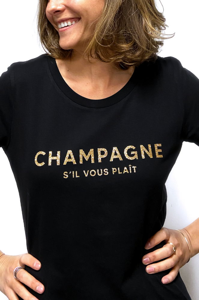 wazzis T-Shirt Femme Madame Champagne Classe Message Cadeau