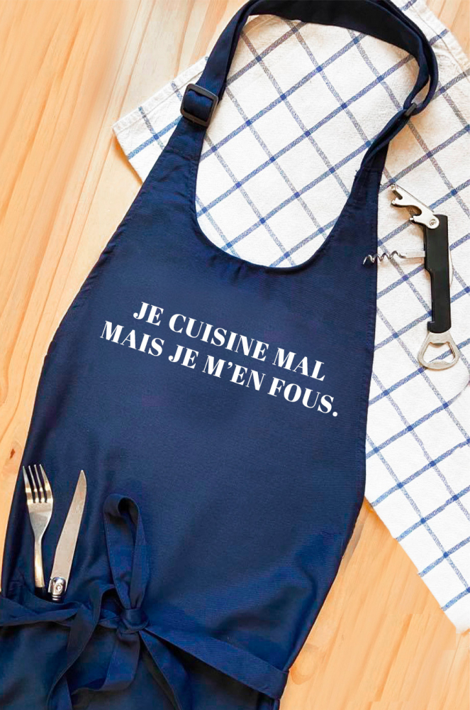 Tablier de cuisine bleu marine homme