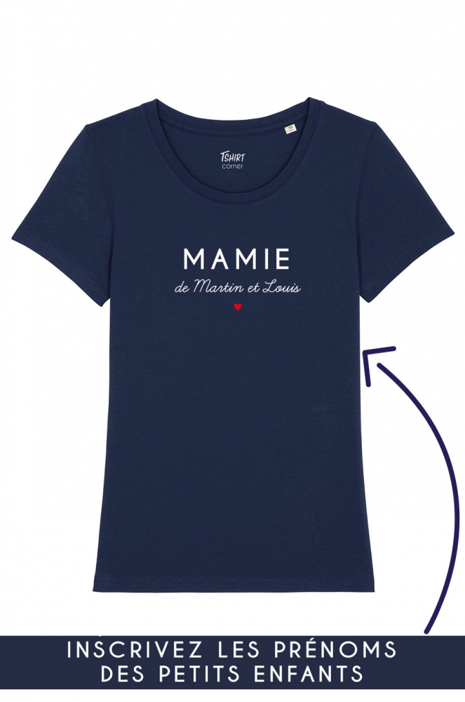 tee shirt mamie d'amour personnalisé, cadeau mamie, fête des grand