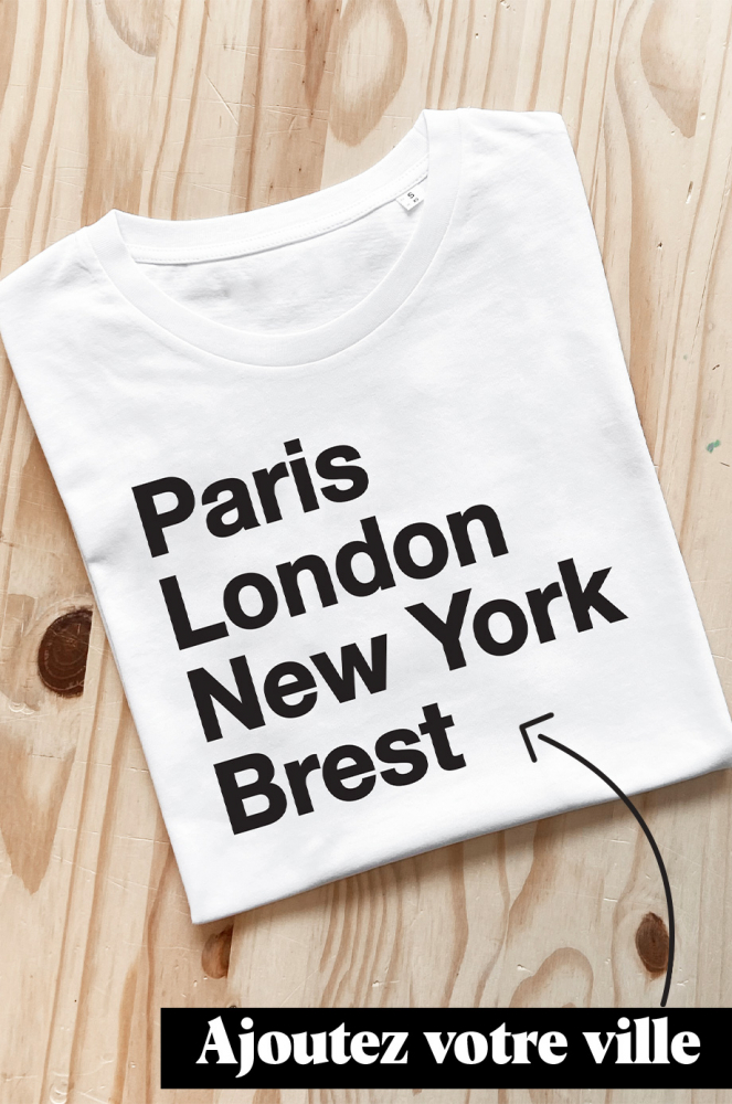 T-shirt Humoristique 'Paris London New York Tarbes' - Unisexe, Typographie Minimaliste - Cadeau Original Pour Fierté Locale