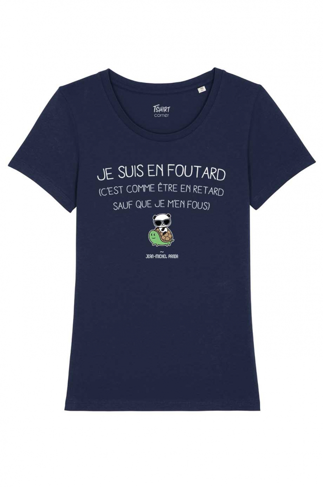 T-shirt Femme Humoristique "Désolée D'être En Retard J'voulais Pas Venir" - Col V, Coton